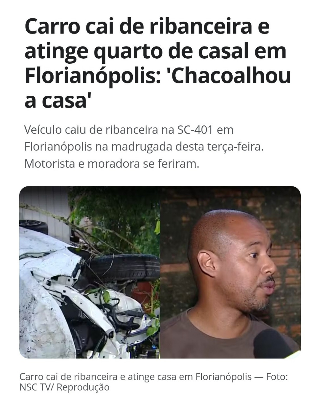 Um carro caiu de uma ribanceira na SC-401, em #flo..