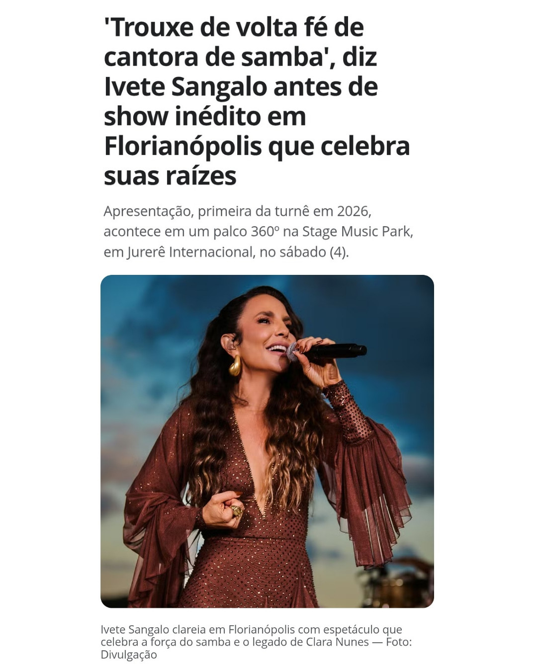 Ivete Sangalo celebra suas raízes e a força femini..